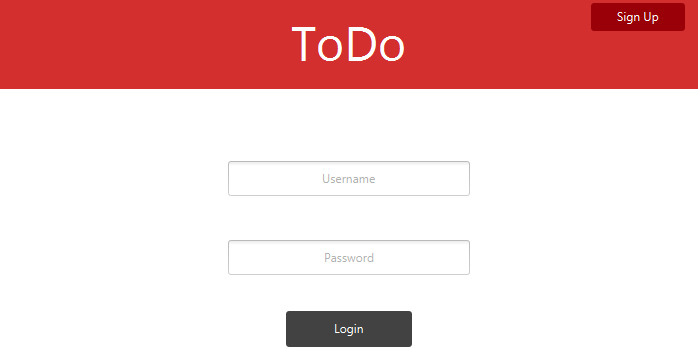 An image showing a login screen for a ToDo app.
